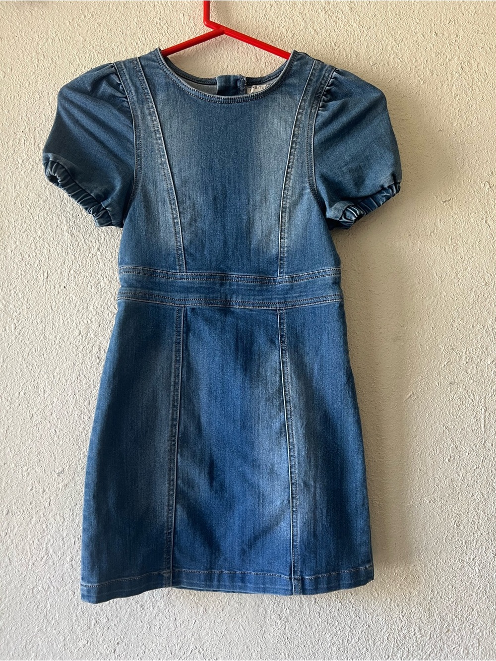 Habitual Girls Blue Denim Puff-Sleeve Dress - Picture 1 of 3